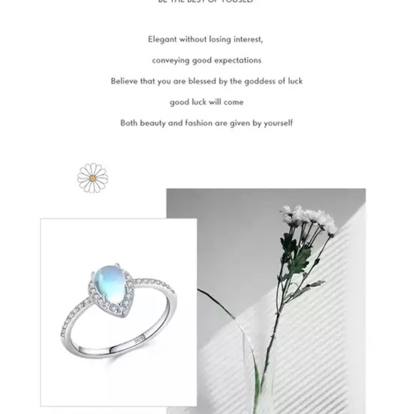 New gorgeous sterling silver water drop moonstone ring size 7 - Picture 7 of 15